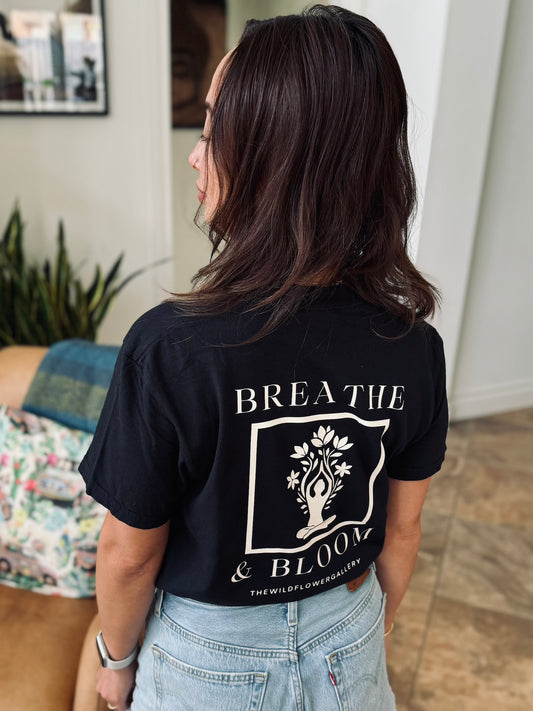 Eco-friendly bamboo and organic cotton T-shirt with minimalist vinyl-printed design on the back – handcrafted, sustainable, and unisex fit.