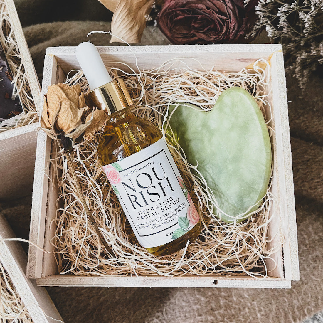 Stacked handcrafted gift boxes in multiple sizes – customizable wooden keepsake boxes for luxury gifting, handmade by The Wildflower Gallery family.