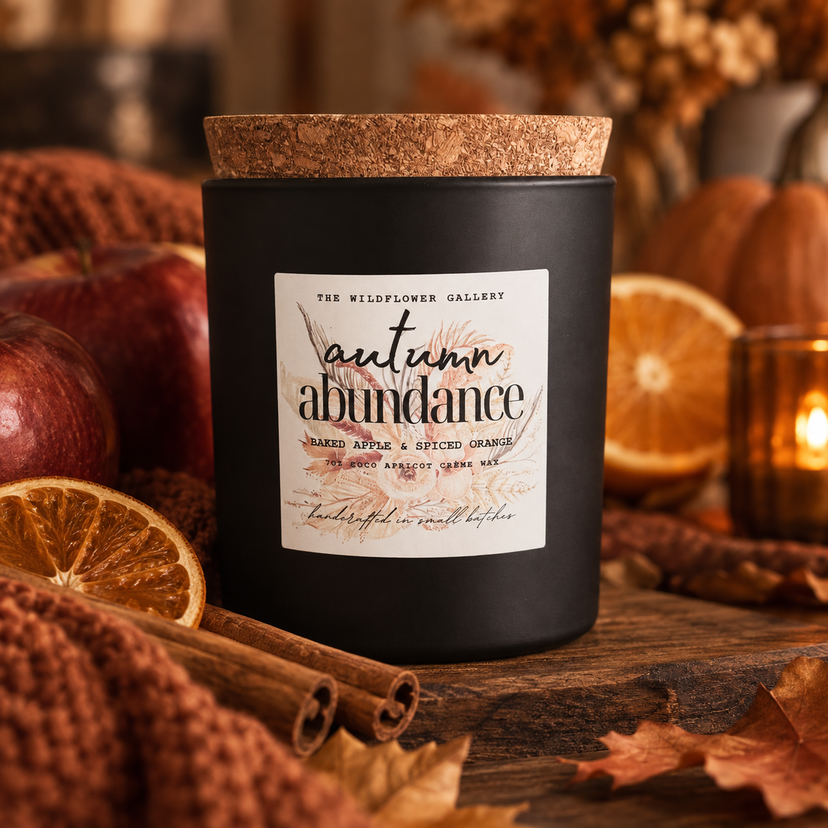Autumn Abundance | Baked Apple & Spiced Orange Wood Wick Fall Candle
