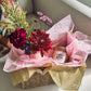 curated gift basket with flowers and candles friendswood, texas