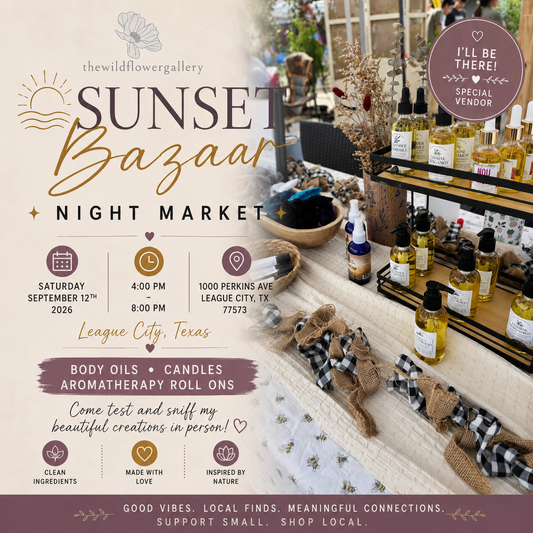 Sunset Bazaar Night Market | Shop Handmade Candles, Body Oils & Aromatherapy in League City, TX