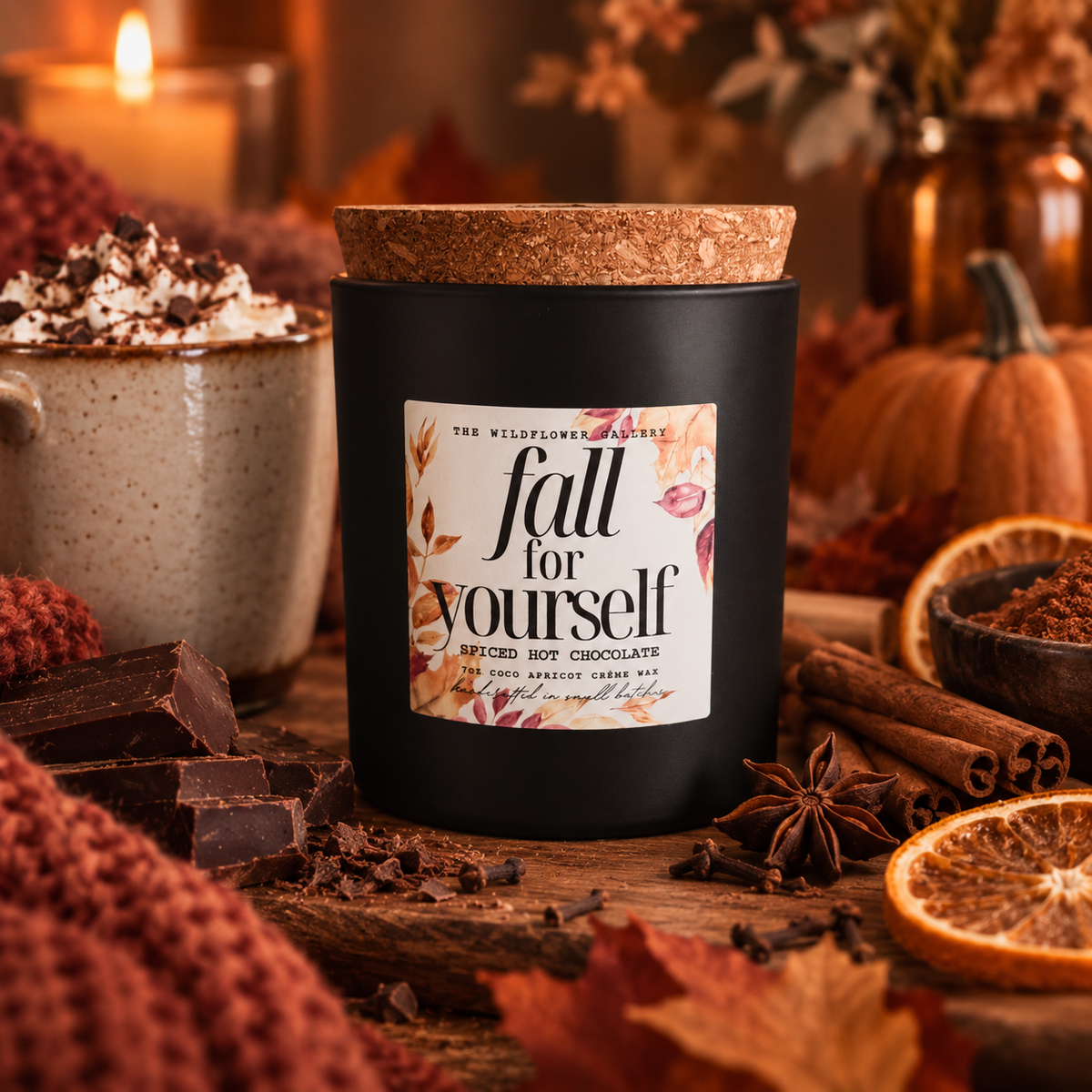Fall for Yourself | Spiced Hot Chocolate Wood Wick Fall Candle