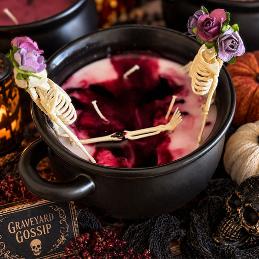 Graveyard Gossip | 21 oz Halloween Skeleton Cauldron Candle