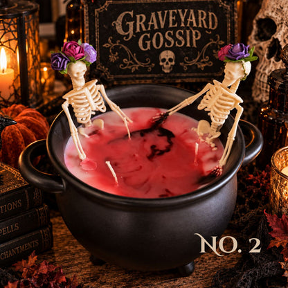 Graveyard Gossip | 21 oz Halloween Skeleton Cauldron Candle