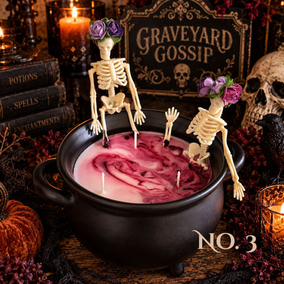 Graveyard Gossip | 21 oz Halloween Skeleton Cauldron Candle
