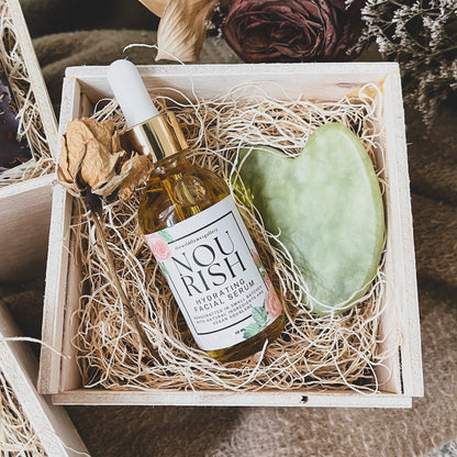 Stacked handcrafted gift boxes in multiple sizes – customizable wooden keepsake boxes for luxury gifting, handmade by The Wildflower Gallery family.