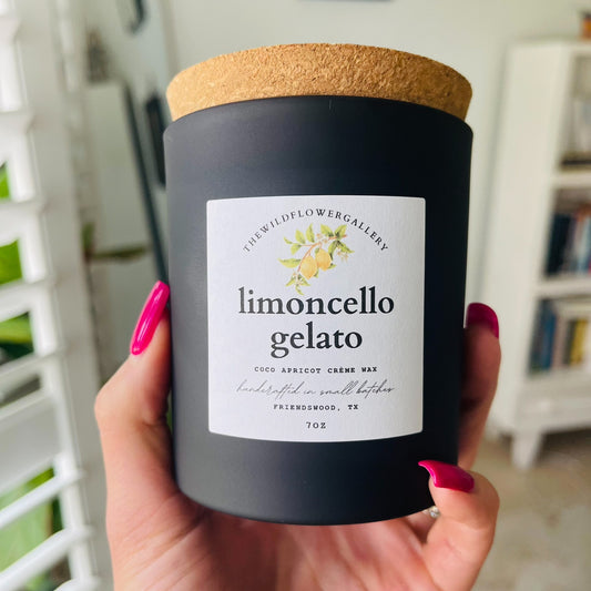 non-toxic limoncello gelato scented handcrafted candle with coco apricot wax