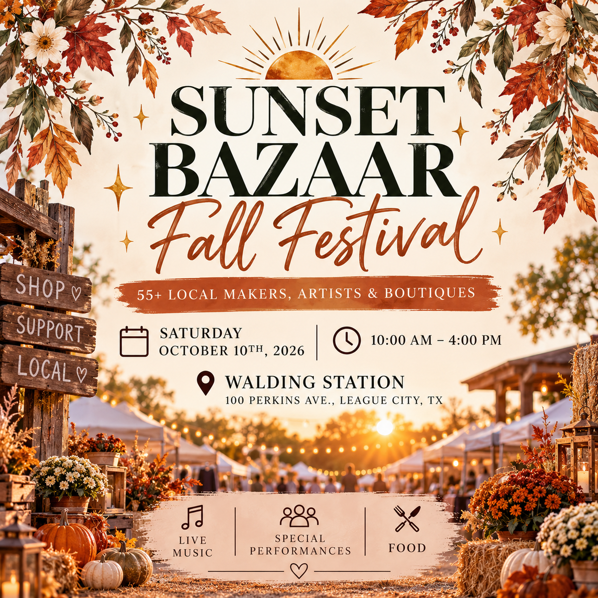Sunset Bazaar Fall Festival | Local Market in League City, TX